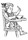 Coloring pages girl in high-backed chair