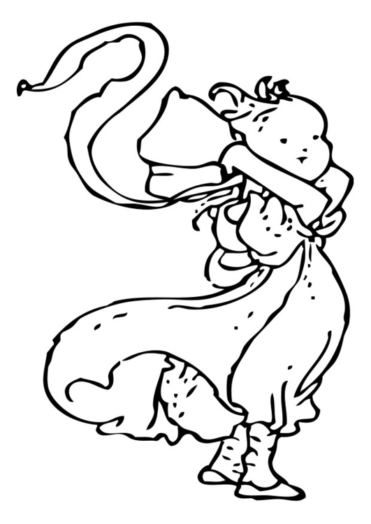 Coloring page girl in wind