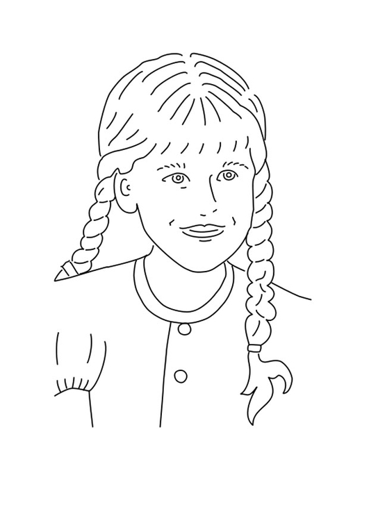 Coloring page girl with braided hair