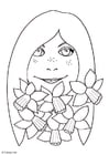 Coloring pages girl with daffodils