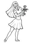 Coloring pages girl with flower