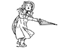Coloring pages girl with umbrella