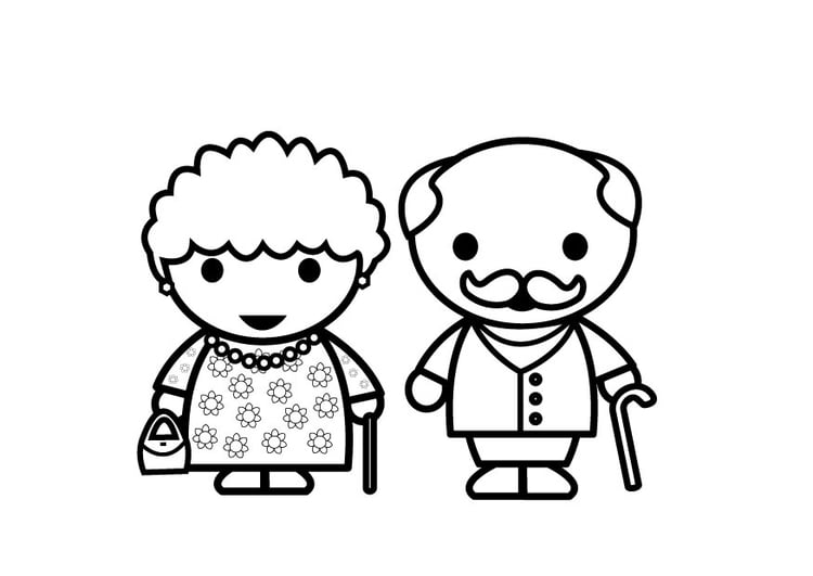 Coloring page grandmother and grandfather