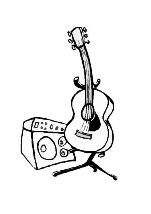 Coloring page guitar and amp