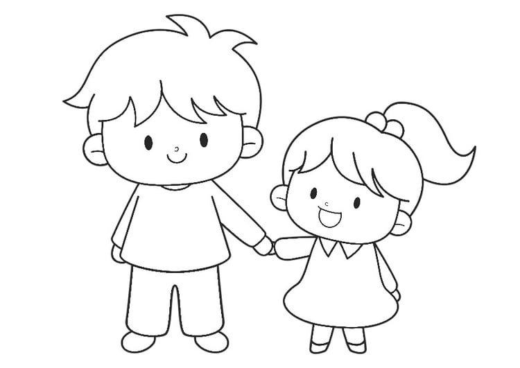 Coloring page hand in hand