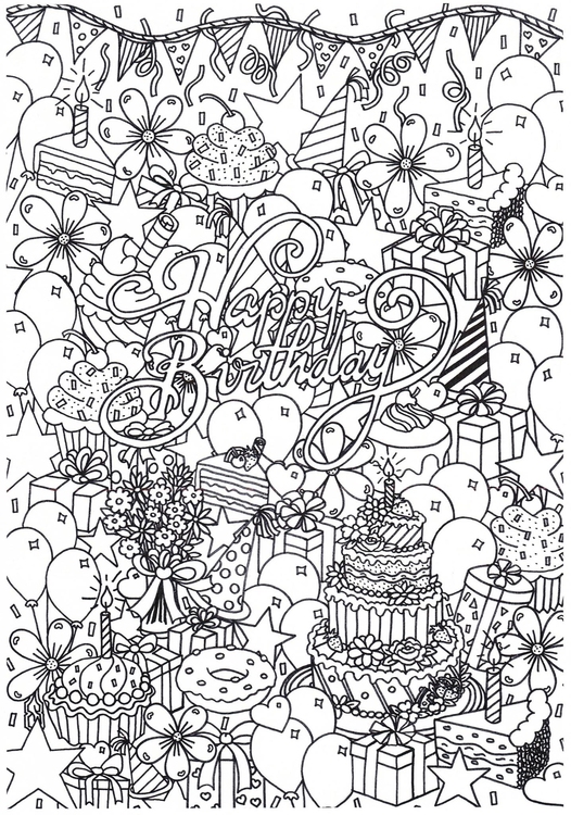 Coloring page happy Birthday