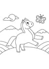 Coloring pages horse with butterfly