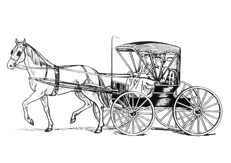 Coloring page horse with carriage