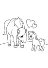 Coloring pages horse with foal