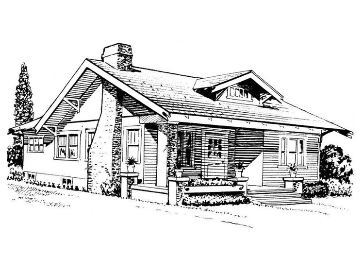 Coloring page house - bungalow