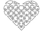 Coloring pages jigsaw heart