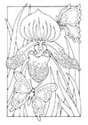 Coloring pages lily with butterflies