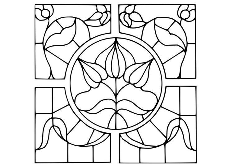 Coloring page Magnifying Glass with flower design