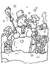 Coloring pages making a snow man