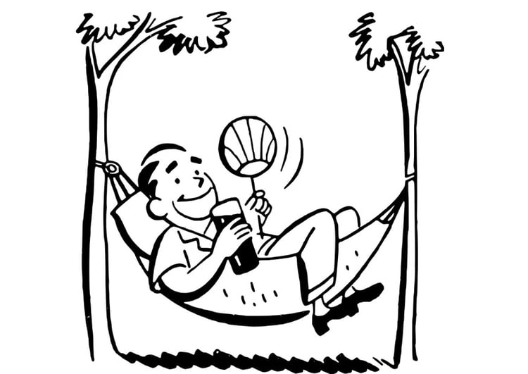 Coloring page man in hammock