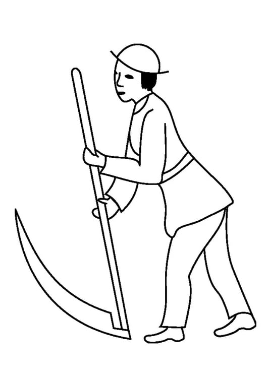 Coloring page man with scythe