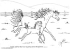 Coloring pages mare and foal