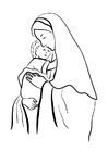 Coloring pages Mary and Jesus