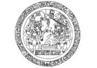 Coloring pages Mayan image in circle