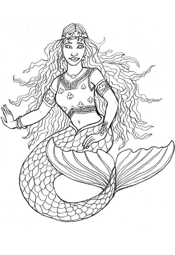 Coloring page mermaid of