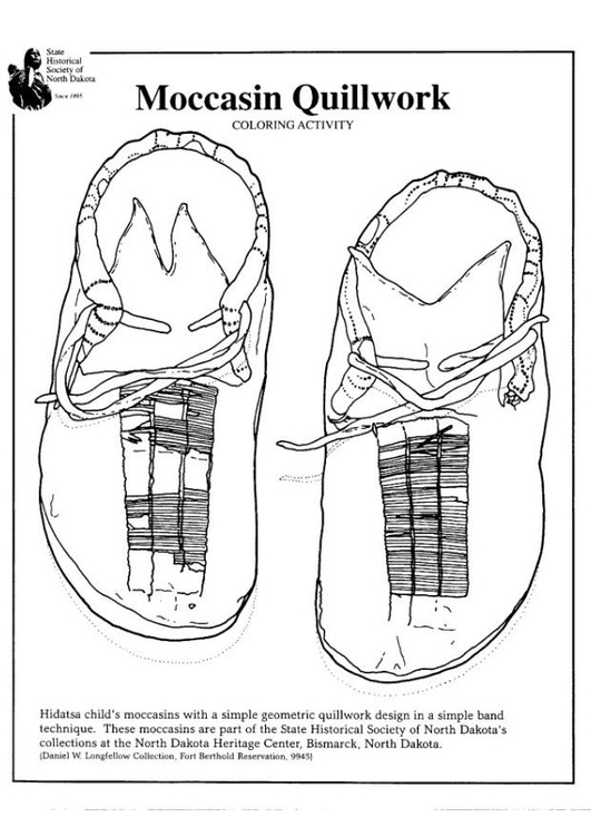 Coloring page moccasin quillwork