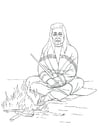 Coloring pages native american campfire