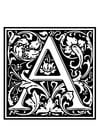 Coloring pages ornamental alphabet - A