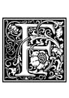 Coloring pages ornamental alphabet - F