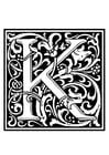 Coloring pages ornamental alphabet - K