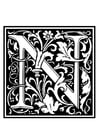Coloring pages ornamental alphabet - N