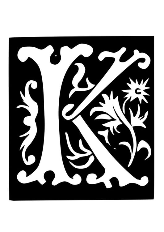 Coloring page ornamental letter - k