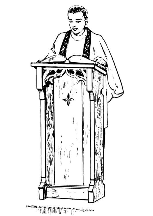 Priest behind lectern