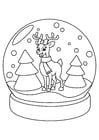 Coloring pages reindeer in Christmas globe