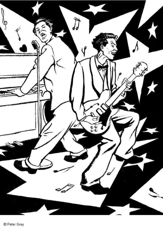 Coloring page rock and roll