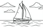 coloring-page sailboat
