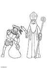 Coloring pages Saint Nicolas and Black Peter