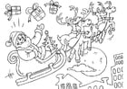 Coloring pages Santa Claus in sled