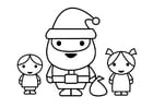 Coloring pages Santa Claus with children