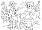 Coloring pages Santa Claus with reindeer