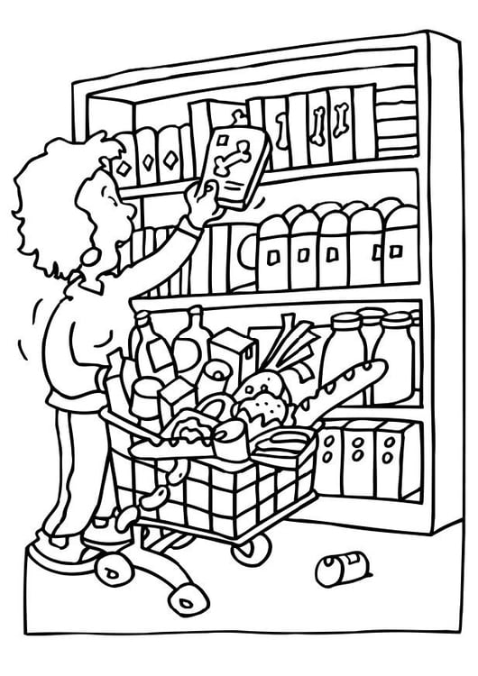 Coloring page shopping