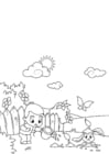 Coloring pages spring, work in the garden