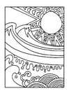 Coloring pages sun and sea