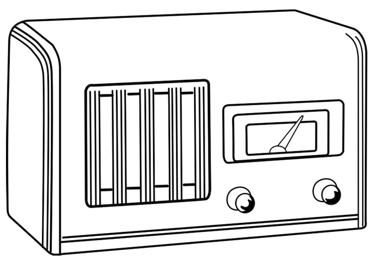 Coloring page switched-off radio