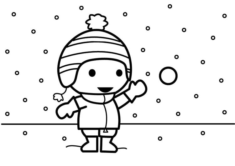 Coloring page to throw snowballs