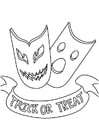 Coloring pages trick or treat masks