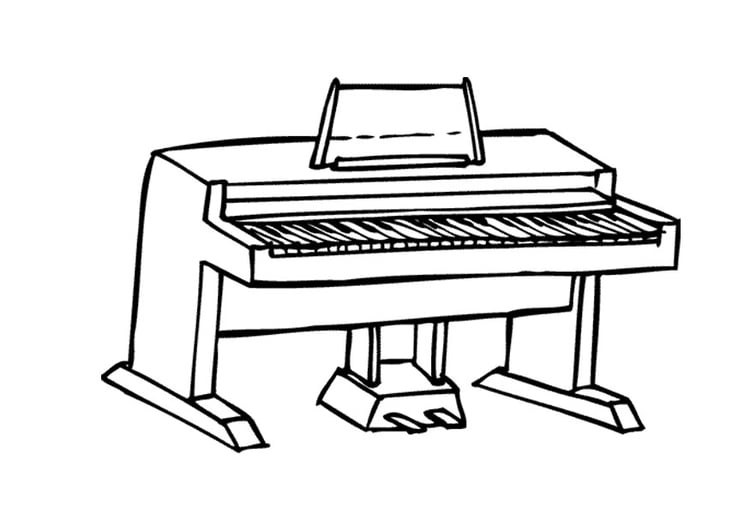 Coloring page upright piano