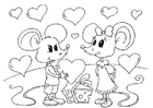 Coloring pages Valentine mice