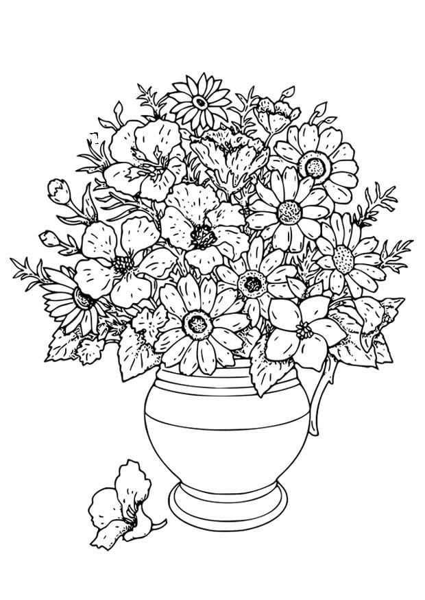coloring pages of flowers in vase. Coloring page Vase with wild