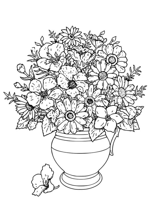 Coloring page Vase with wild flowers