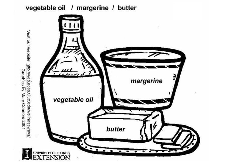 Coloring page vegetable oil, butter